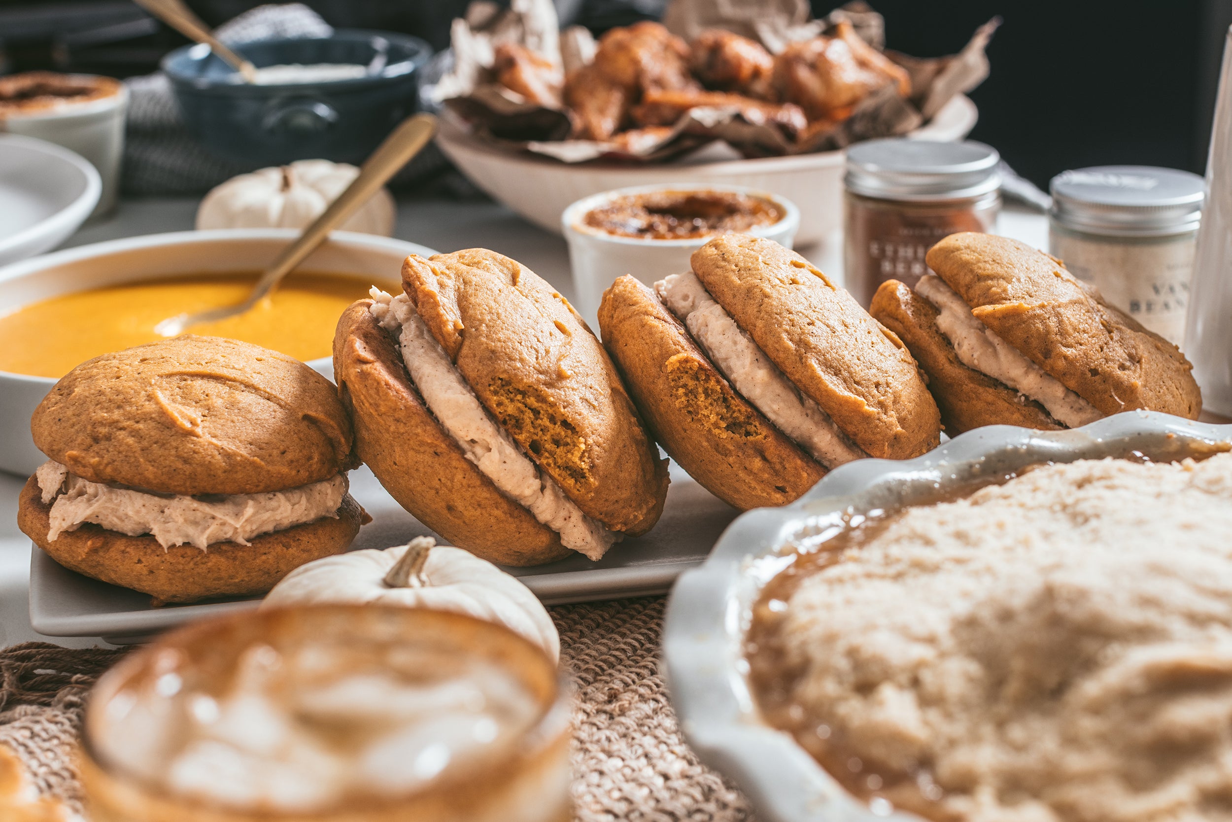 Autumn Harvest Pumpkin Whoopie Pie with Maple Cinnamon Filling