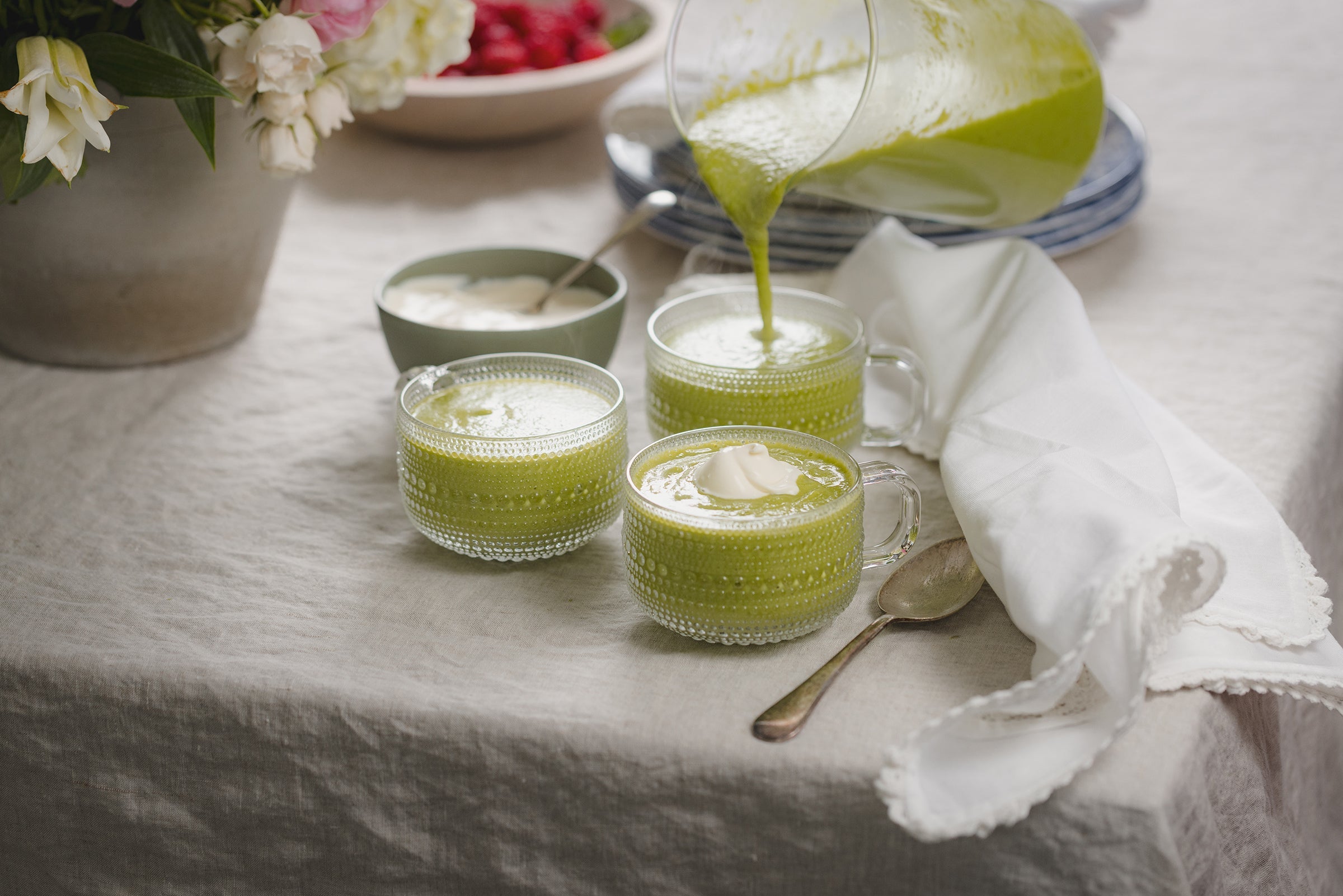 Spring Pea Soup with Crème Fraîche