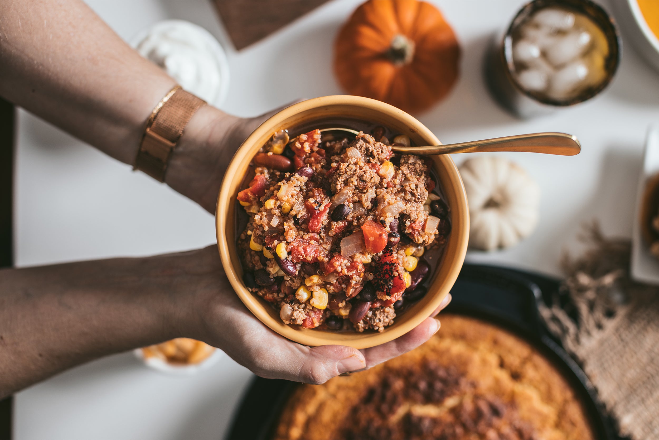 Chipotle & Honey Quinoa Chili and Cornbread