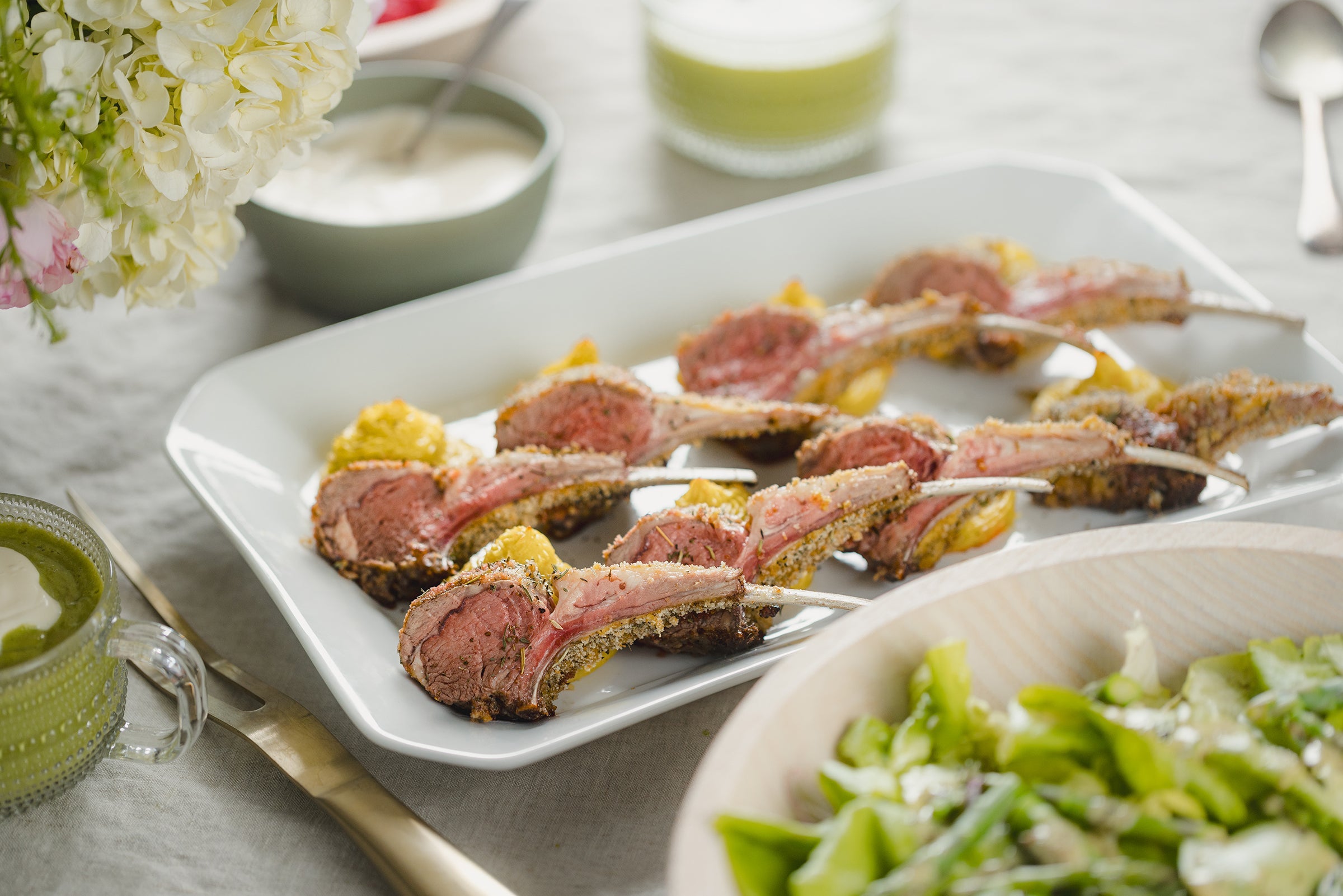 Herb-Crusted Rack of Lamb with Duchesse Potatoes