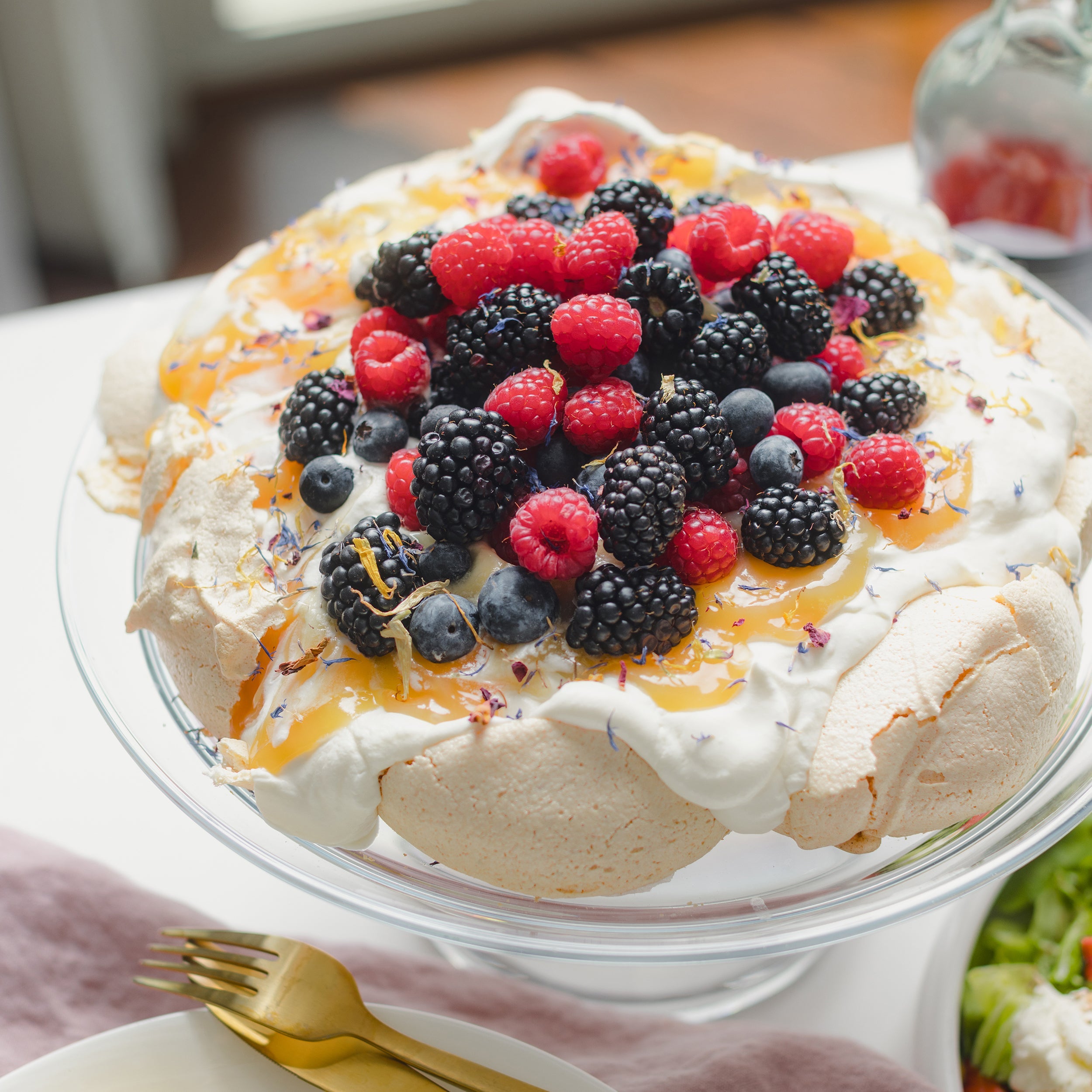 Lemon Lavender Pavlova with Fresh Berries