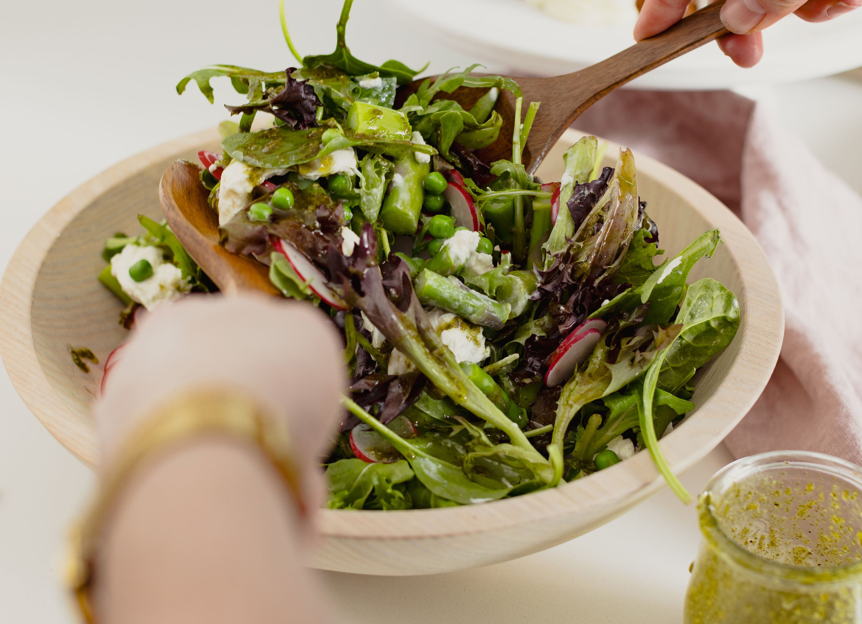 Spring Salad with Asparagus, Peas, & Burrata