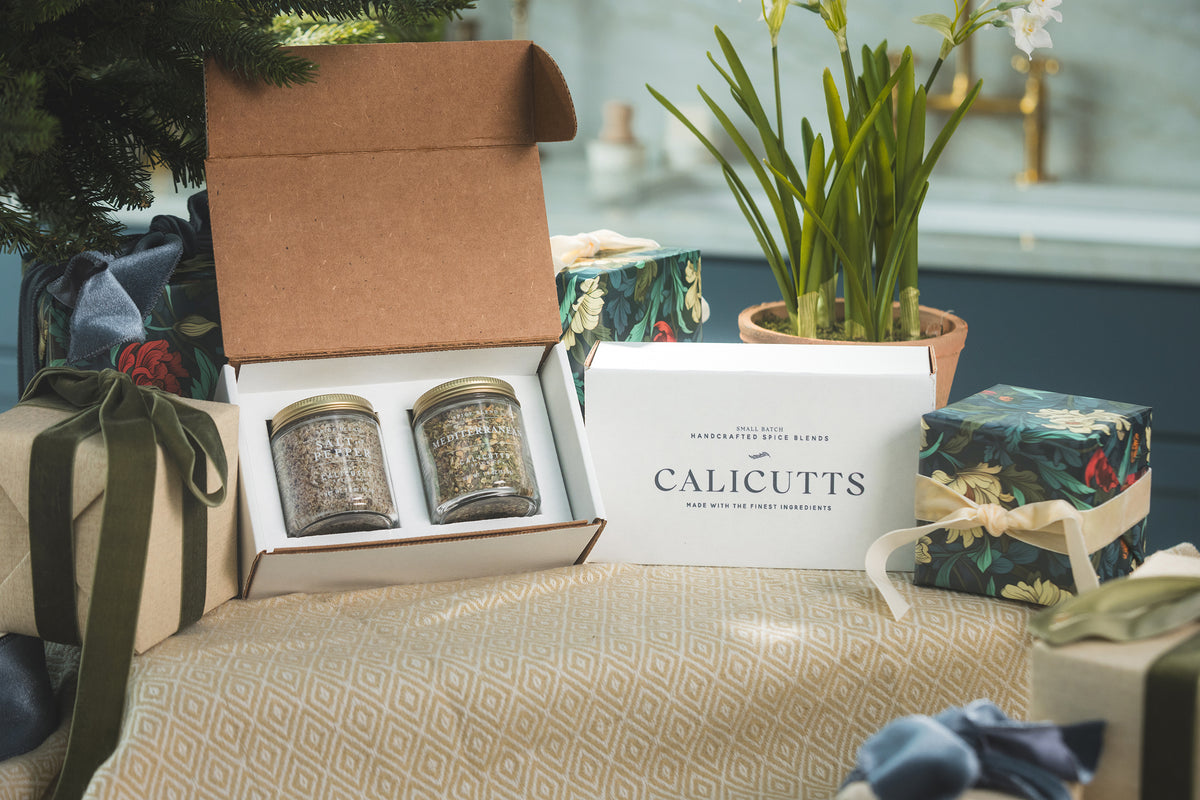 a box with two jars of spices